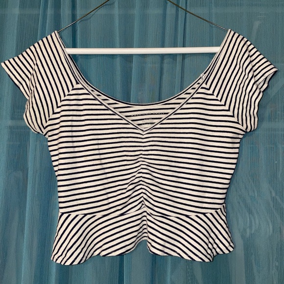 American Eagle Striped Crop Top - Picture 1 of 3